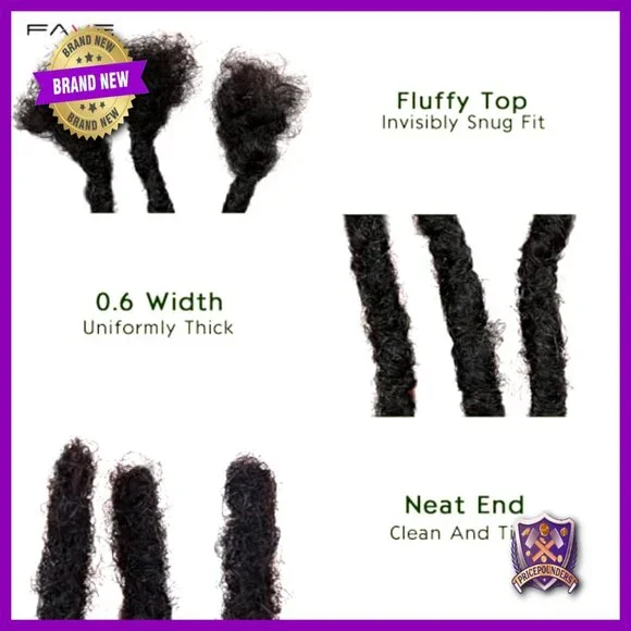 Human Hair Dreadlock Extensions Soft Minimal Shedding Pre-Curved Design 8 Inch - Picture 6 of 7